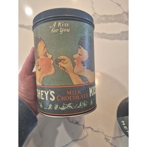 Vintage 1980 Hersheys Milk Chocolate Kisses Tin A Kiss For You 14oz Advertising